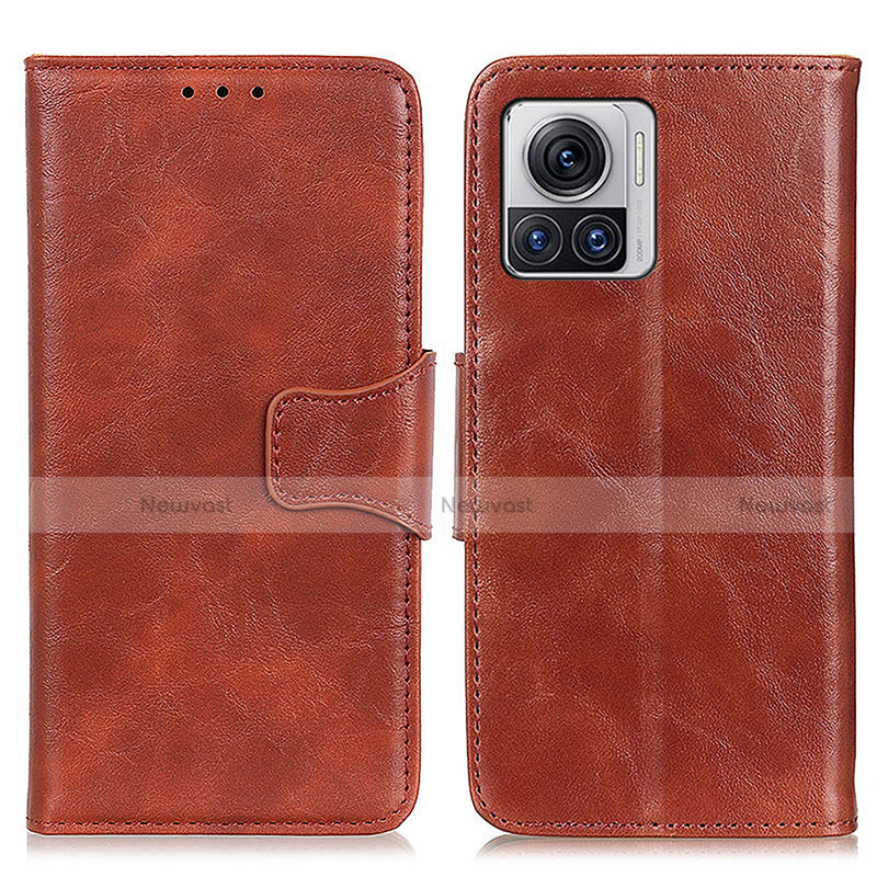 Leather Case Stands Flip Cover Holder M02L for Motorola Moto Edge X30 Pro 5G Brown