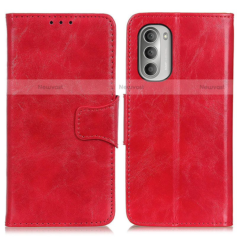 Leather Case Stands Flip Cover Holder M02L for Motorola Moto G Stylus (2022) 4G Red