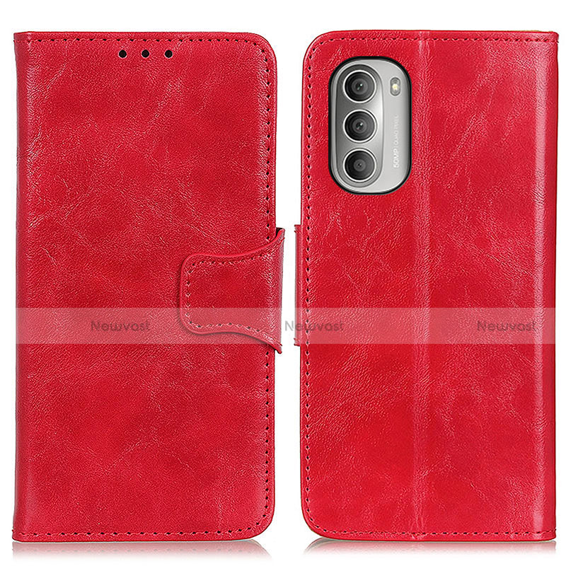 Leather Case Stands Flip Cover Holder M02L for Motorola Moto G Stylus (2022) 5G Red