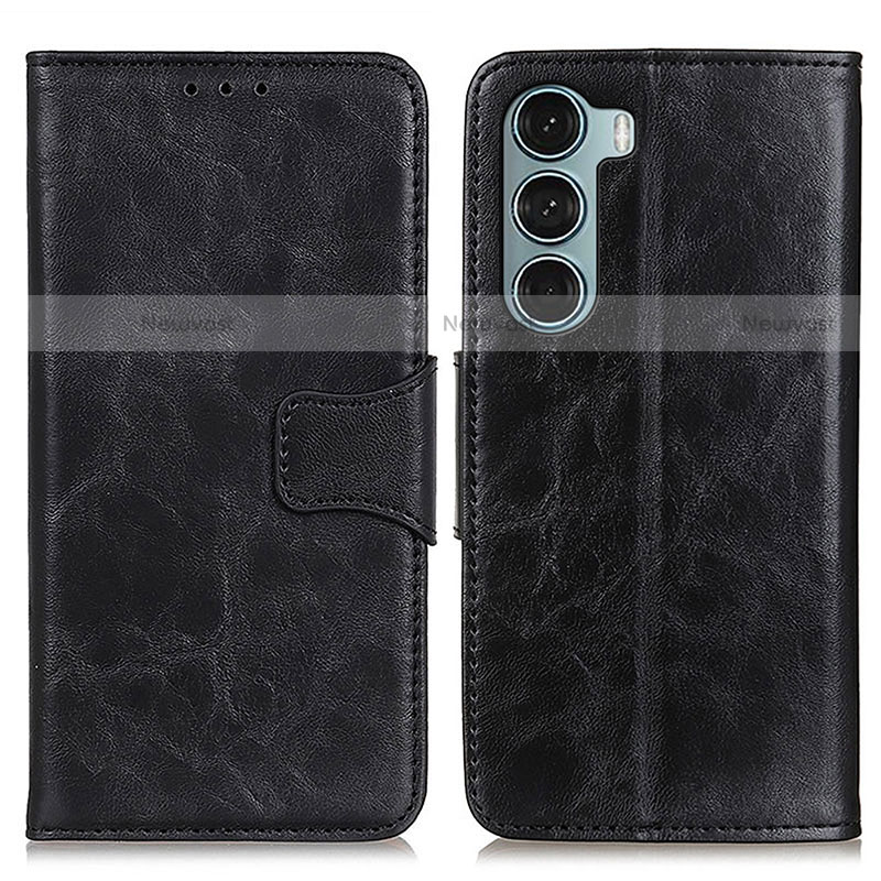Leather Case Stands Flip Cover Holder M02L for Motorola Moto G200 5G Black