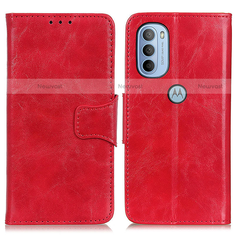 Leather Case Stands Flip Cover Holder M02L for Motorola Moto G31 Red