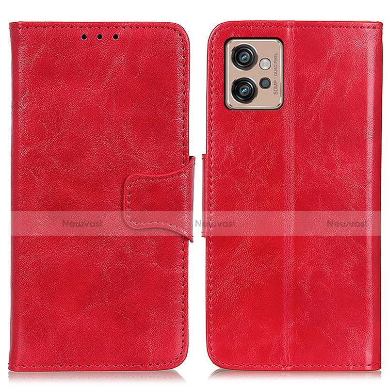 Leather Case Stands Flip Cover Holder M02L for Motorola Moto G32 Red