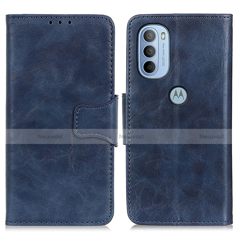 Leather Case Stands Flip Cover Holder M02L for Motorola Moto G41 Blue