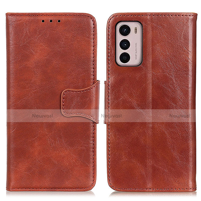 Leather Case Stands Flip Cover Holder M02L for Motorola Moto G42 Brown