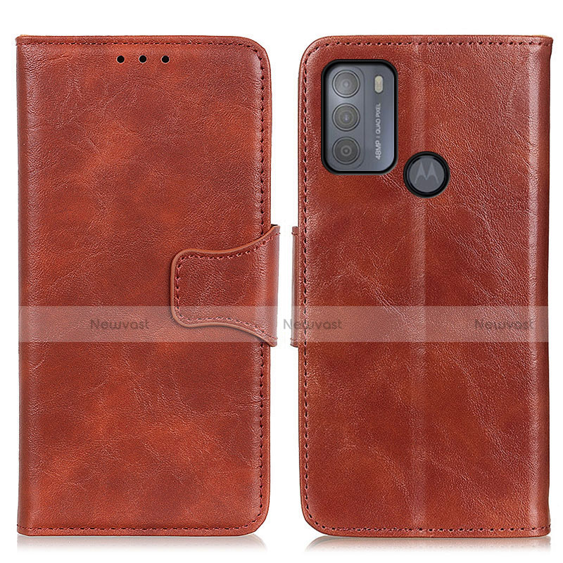 Leather Case Stands Flip Cover Holder M02L for Motorola Moto G50 Brown