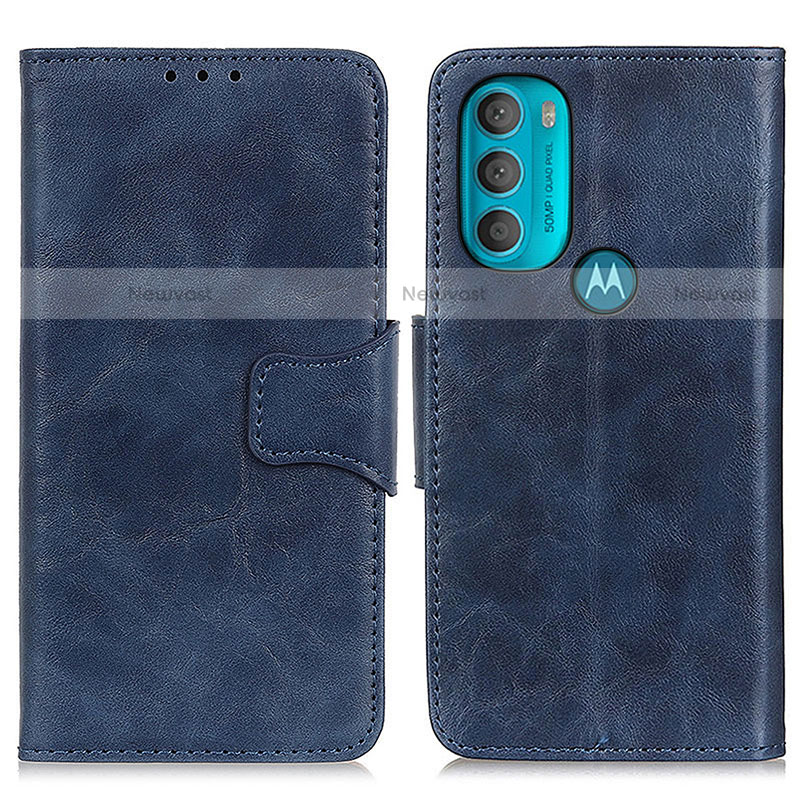 Leather Case Stands Flip Cover Holder M02L for Motorola Moto G71 5G Blue