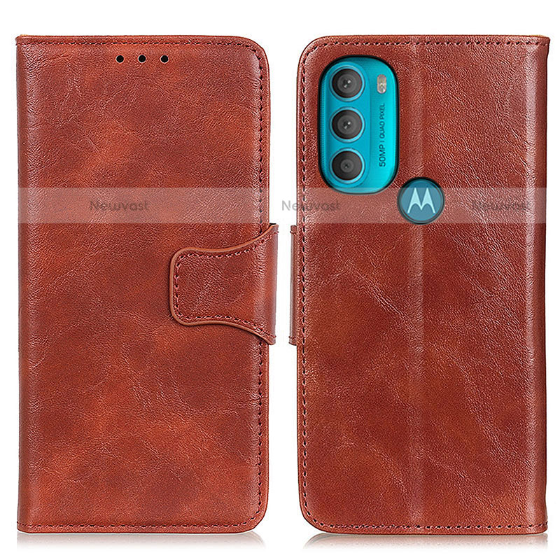 Leather Case Stands Flip Cover Holder M02L for Motorola Moto G71 5G Brown