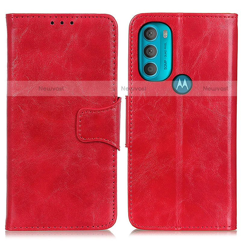Leather Case Stands Flip Cover Holder M02L for Motorola Moto G71 5G Red