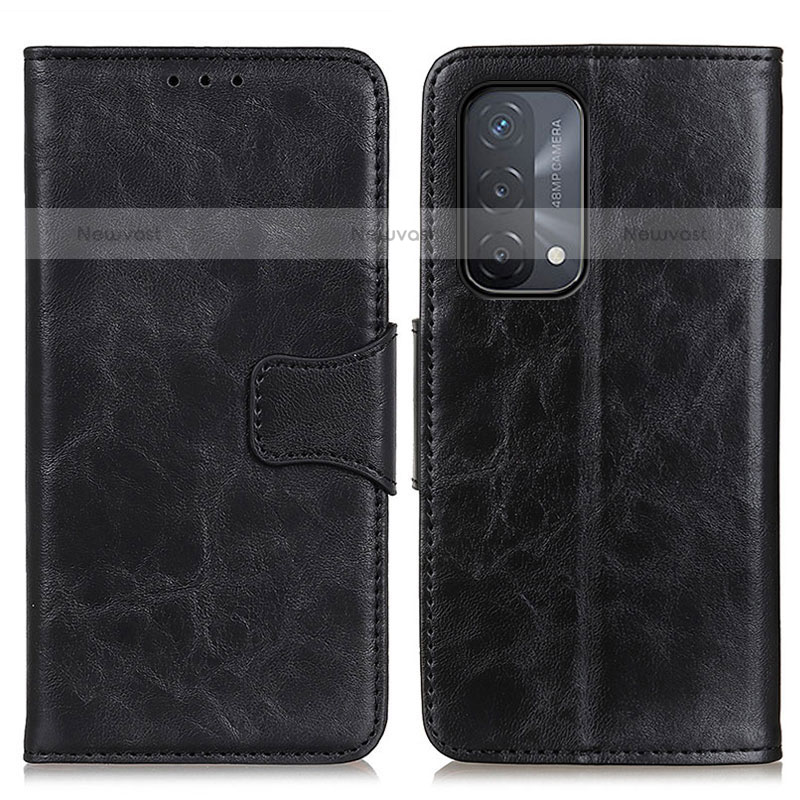 Leather Case Stands Flip Cover Holder M02L for OnePlus Nord N200 5G Black