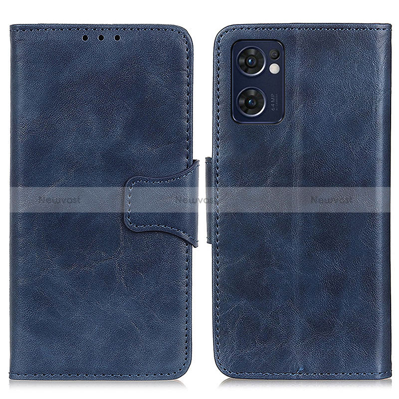 Leather Case Stands Flip Cover Holder M02L for Oppo Reno7 5G Blue