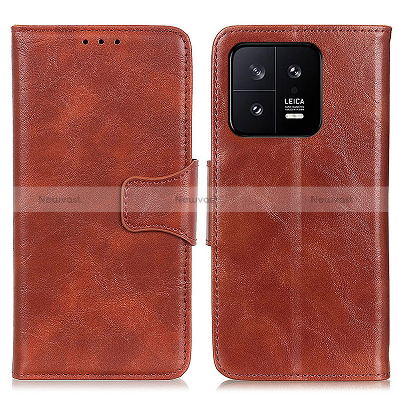 Leather Case Stands Flip Cover Holder M02L for Xiaomi Mi 13 5G Brown