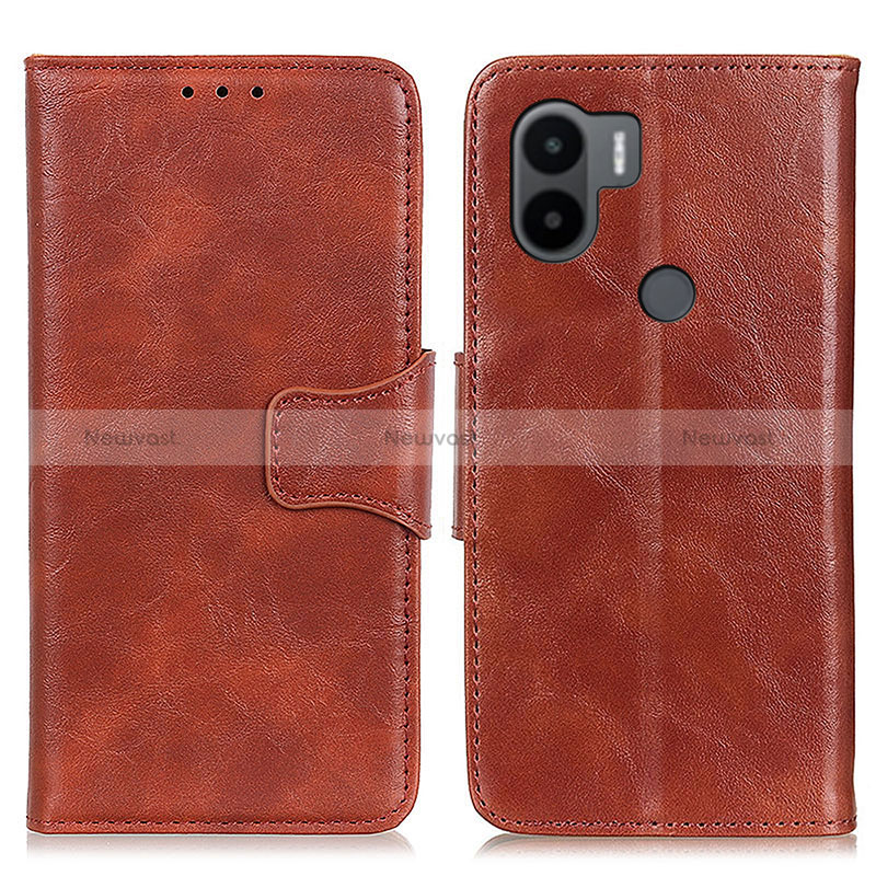 Leather Case Stands Flip Cover Holder M02L for Xiaomi Redmi A1 Plus Brown
