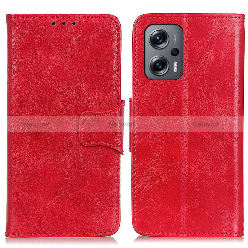 Leather Case Stands Flip Cover Holder M02L for Xiaomi Redmi Note 12T Pro 5G Red