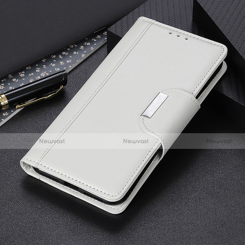 Leather Case Stands Flip Cover Holder M03L for Motorola Moto G Stylus (2021) White