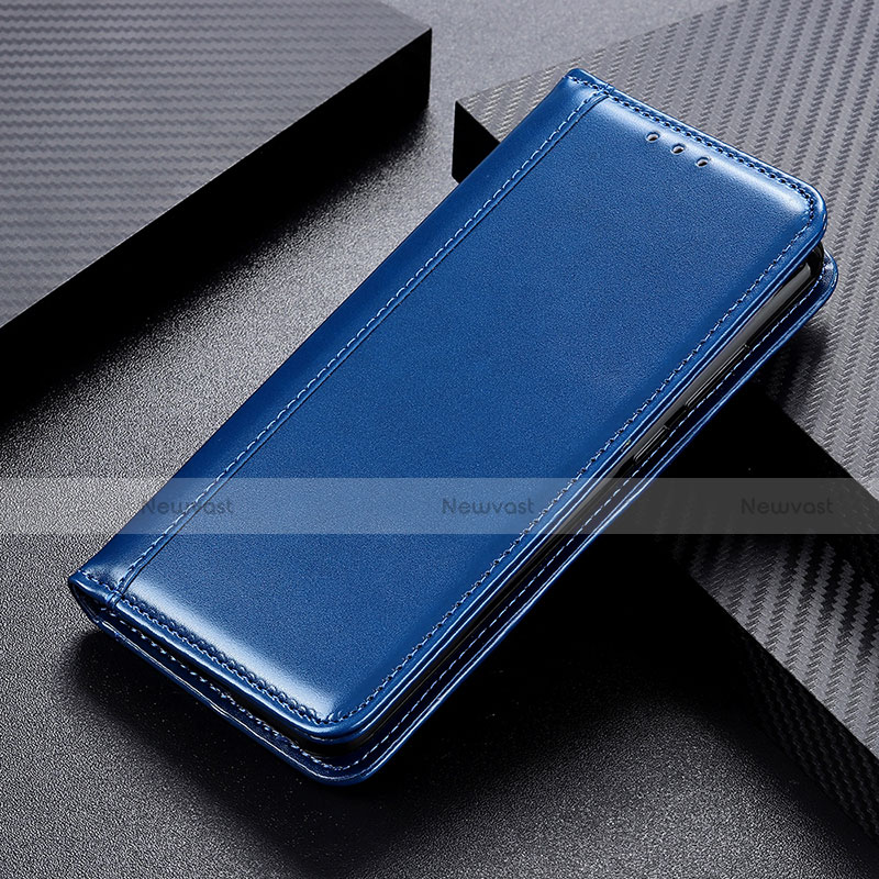 Leather Case Stands Flip Cover Holder M03L for Motorola Moto G30 Blue