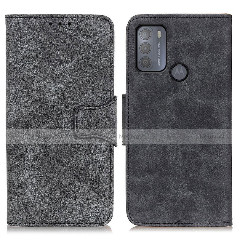 Leather Case Stands Flip Cover Holder M03L for Motorola Moto G50 Black
