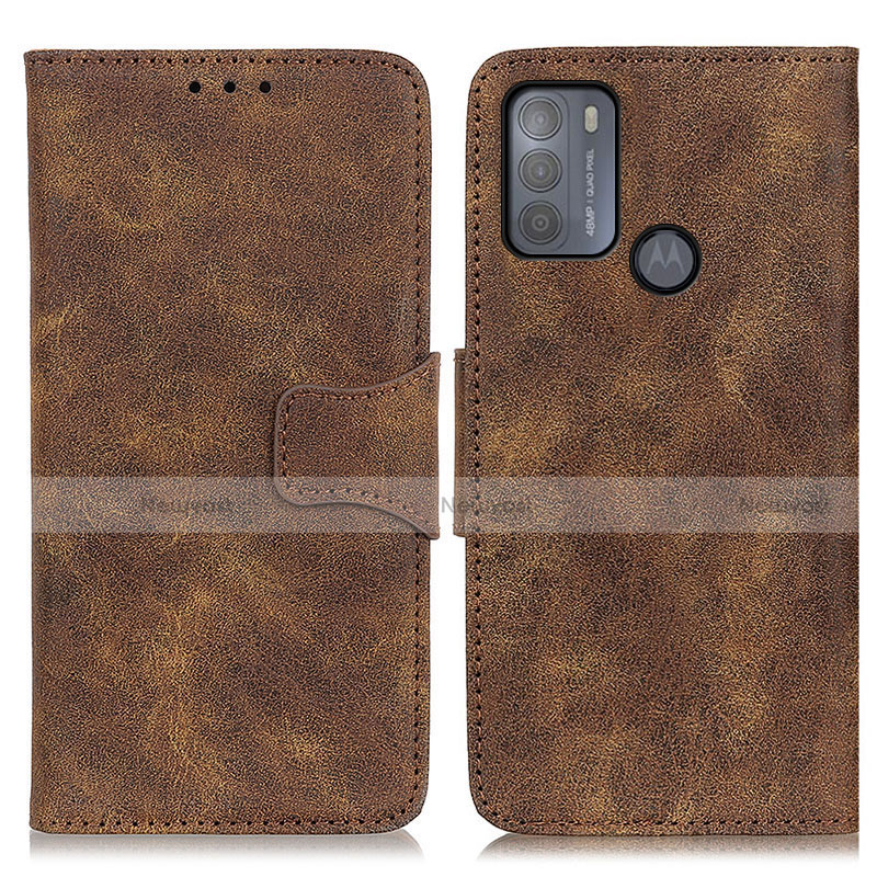 Leather Case Stands Flip Cover Holder M03L for Motorola Moto G50 Brown