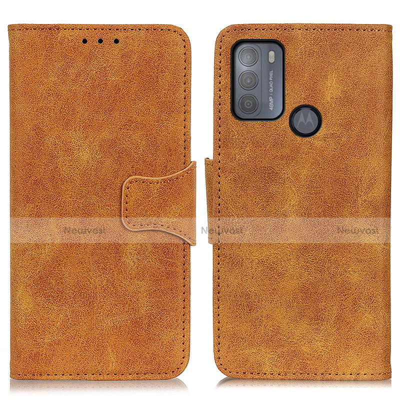 Leather Case Stands Flip Cover Holder M03L for Motorola Moto G50 Khaki