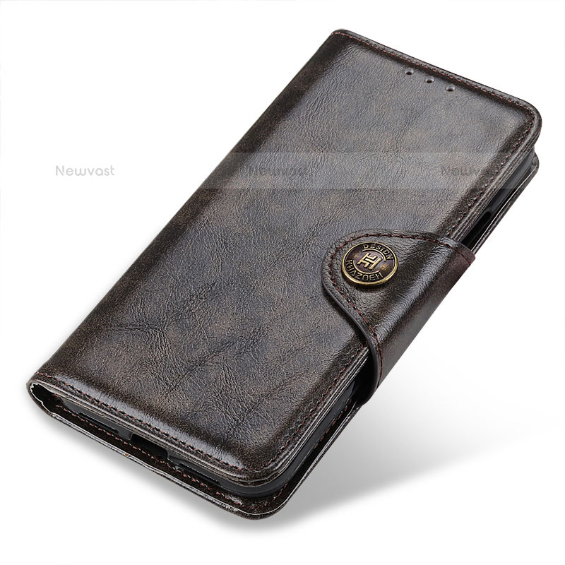 Leather Case Stands Flip Cover Holder M03L for Samsung Galaxy S21 Ultra 5G Brown