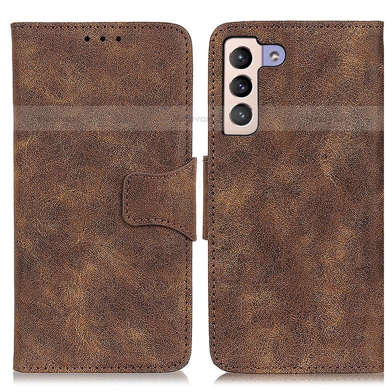 Leather Case Stands Flip Cover Holder M03L for Samsung Galaxy S22 5G Brown
