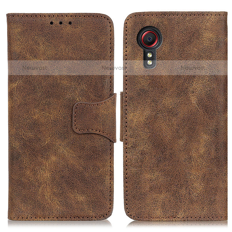 Leather Case Stands Flip Cover Holder M03L for Samsung Galaxy XCover 5 SM-G525F Brown