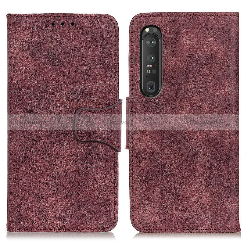Leather Case Stands Flip Cover Holder M03L for Sony Xperia 1 III Purple