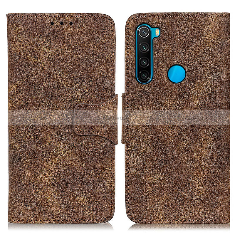 Leather Case Stands Flip Cover Holder M03L for Xiaomi Redmi Note 8 (2021) Brown