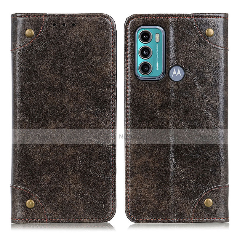 Leather Case Stands Flip Cover Holder M04L for Motorola Moto G40 Fusion Bronze