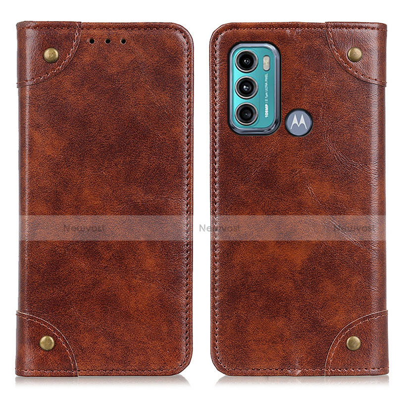 Leather Case Stands Flip Cover Holder M04L for Motorola Moto G40 Fusion Brown