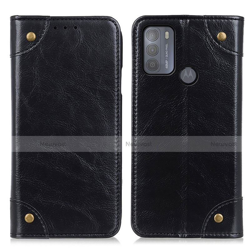 Leather Case Stands Flip Cover Holder M04L for Motorola Moto G50 Black