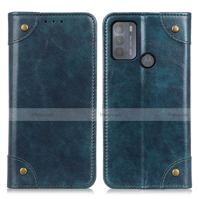 Leather Case Stands Flip Cover Holder M04L for Motorola Moto G50 Blue