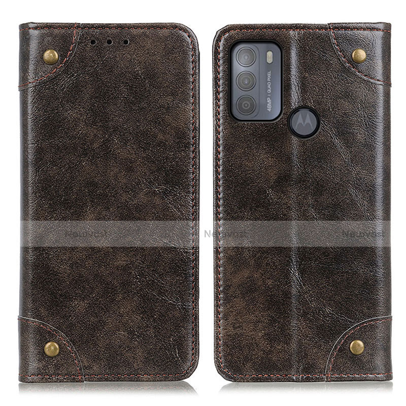 Leather Case Stands Flip Cover Holder M04L for Motorola Moto G50 Bronze