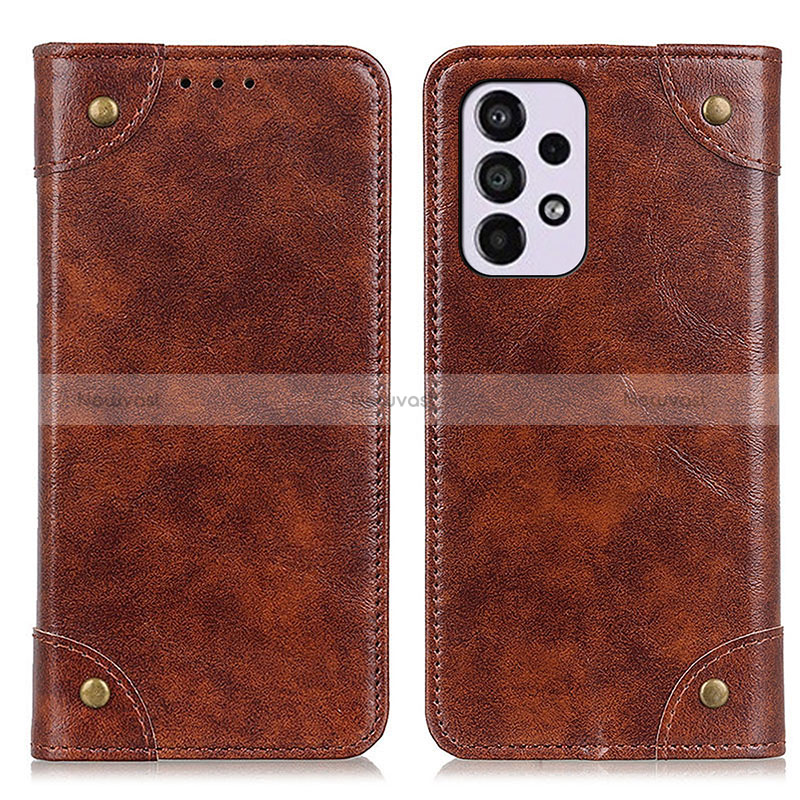 Leather Case Stands Flip Cover Holder M04L for Samsung Galaxy A33 5G Brown