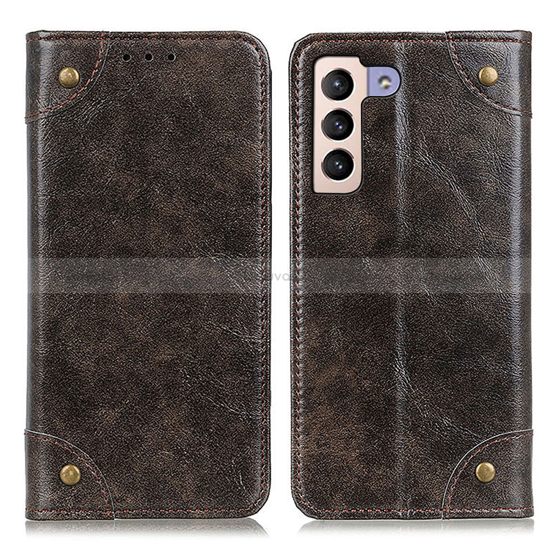 Leather Case Stands Flip Cover Holder M04L for Samsung Galaxy S22 Plus 5G Bronze