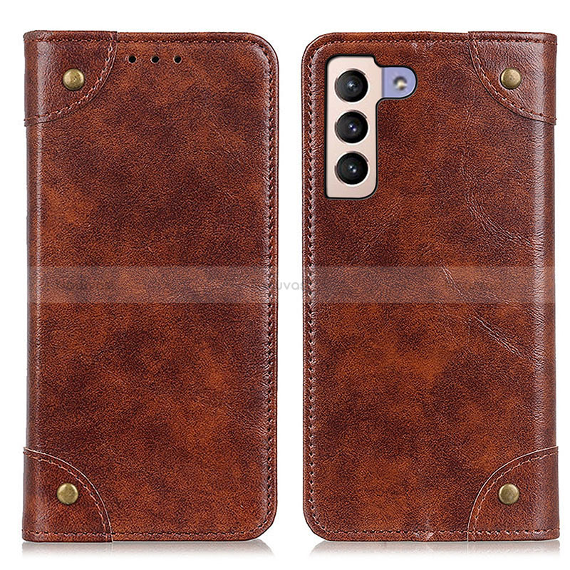 Leather Case Stands Flip Cover Holder M04L for Samsung Galaxy S22 Plus 5G Brown