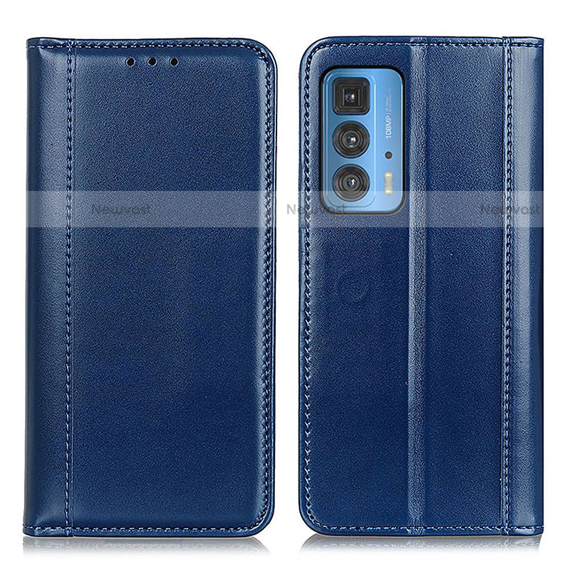 Leather Case Stands Flip Cover Holder M05L for Motorola Moto Edge 20 Pro 5G Blue