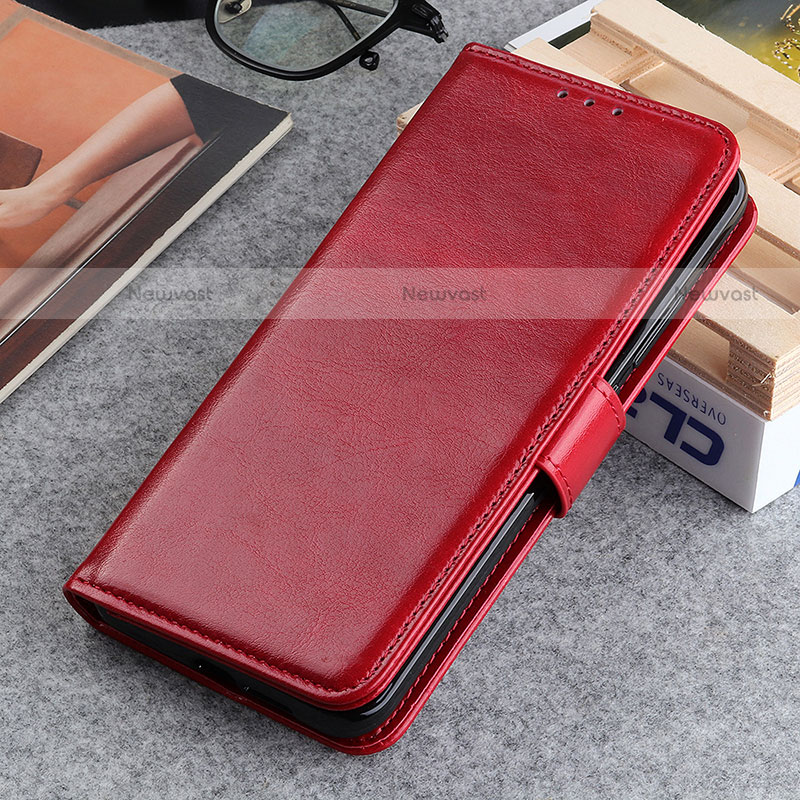 Leather Case Stands Flip Cover Holder M05L for Motorola Moto G200 5G Red