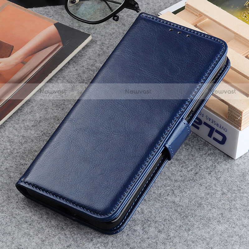 Leather Case Stands Flip Cover Holder M05L for Motorola Moto G31 Blue