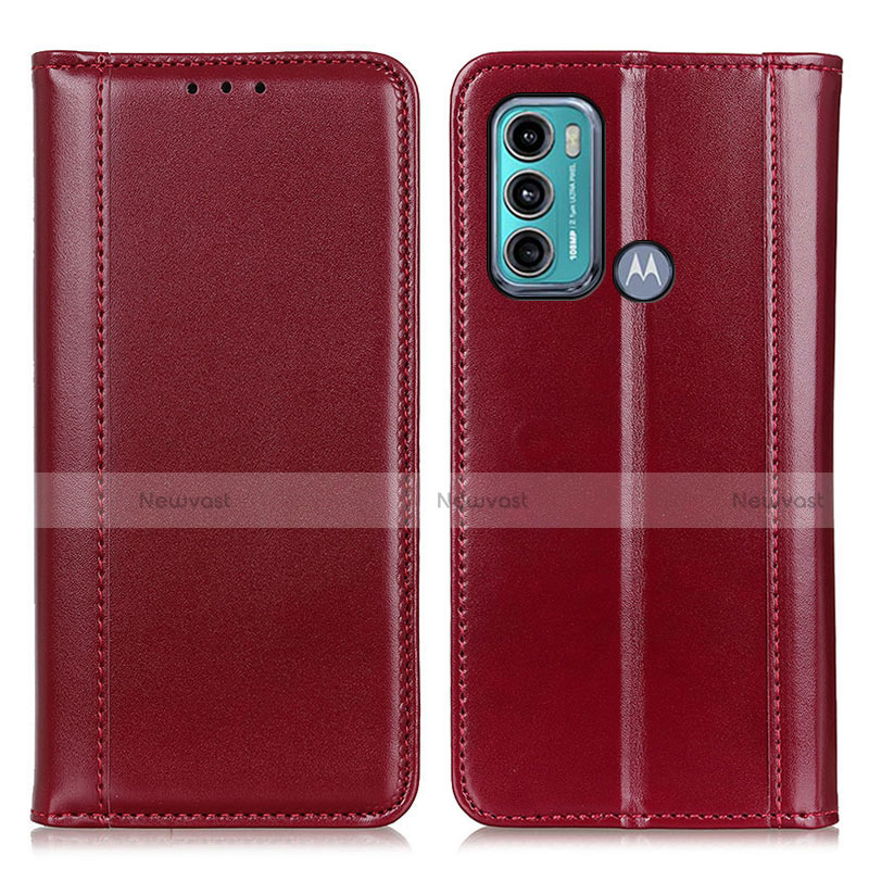 Leather Case Stands Flip Cover Holder M05L for Motorola Moto G60 Red