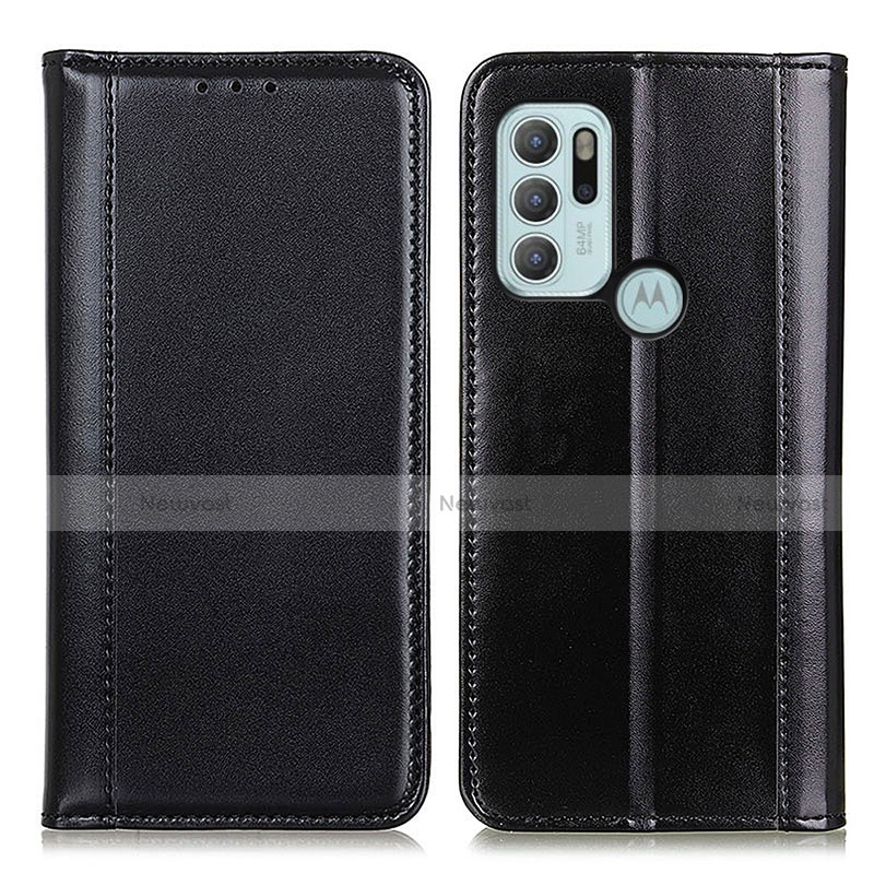 Leather Case Stands Flip Cover Holder M05L for Motorola Moto G60s Black