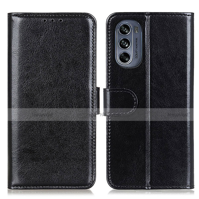 Leather Case Stands Flip Cover Holder M05L for Motorola Moto G62 5G Black