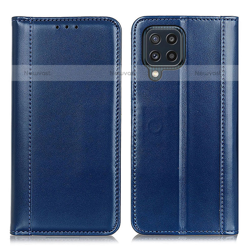 Leather Case Stands Flip Cover Holder M05L for Samsung Galaxy M32 4G Blue