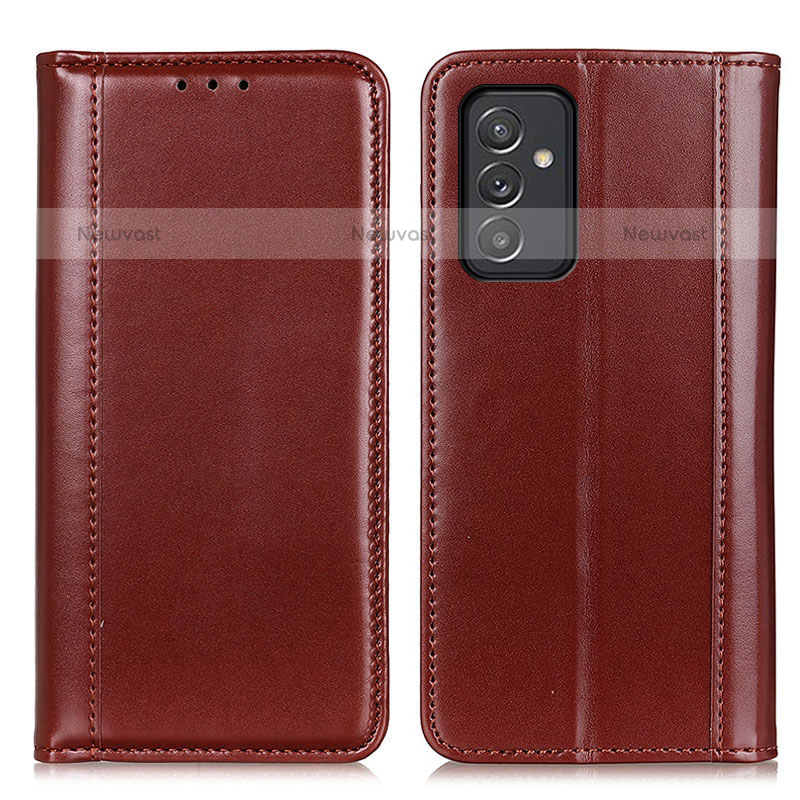 Leather Case Stands Flip Cover Holder M05L for Samsung Galaxy Quantum2 5G Brown