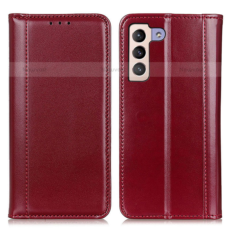 Leather Case Stands Flip Cover Holder M05L for Samsung Galaxy S21 Plus 5G Red