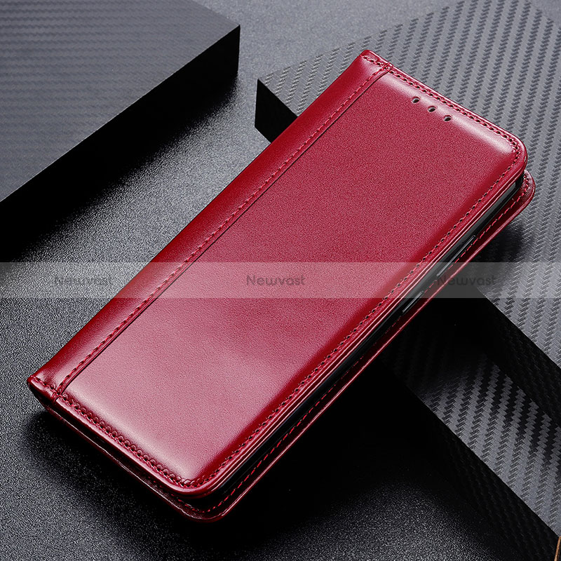 Leather Case Stands Flip Cover Holder M05L for Xiaomi Poco M3 Red