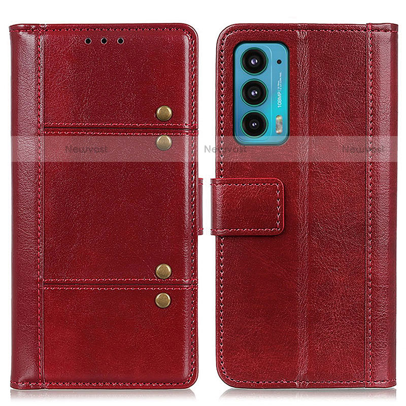 Leather Case Stands Flip Cover Holder M06L for Motorola Moto Edge 20 5G Red