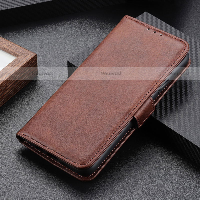 Leather Case Stands Flip Cover Holder M06L for Motorola Moto G200 5G Brown