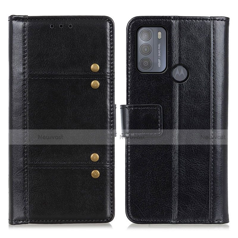 Leather Case Stands Flip Cover Holder M06L for Motorola Moto G50 Black