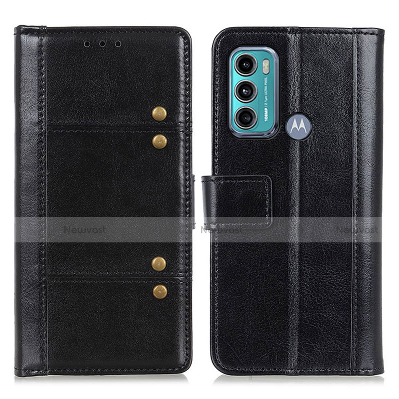 Leather Case Stands Flip Cover Holder M06L for Motorola Moto G60 Black