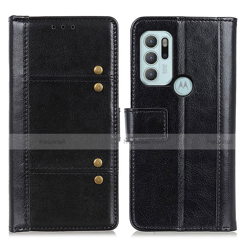 Leather Case Stands Flip Cover Holder M06L for Motorola Moto G60s Black